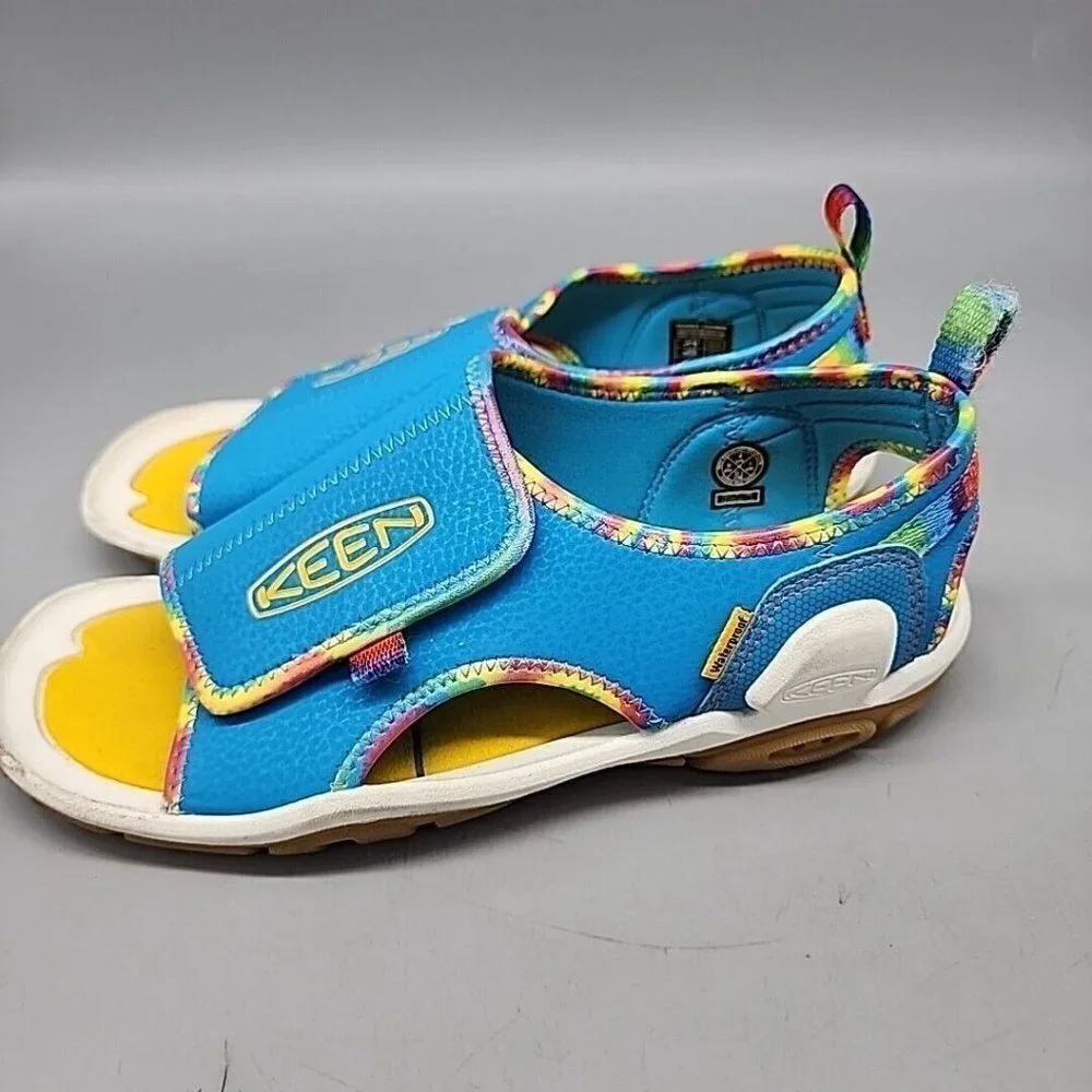 Keen Knotch Creek Big Kids Size 4 Open Toe Sandals Shoes Blue Yellow